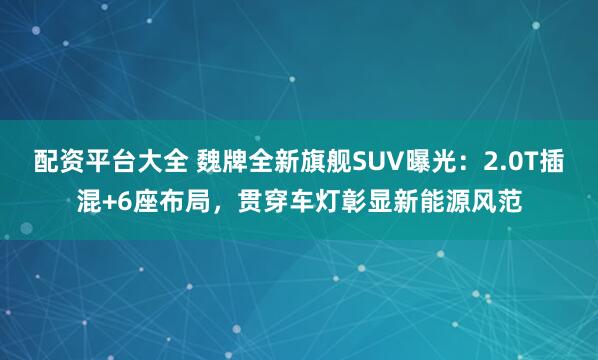 配资平台大全 魏牌全新旗舰SUV曝光：2.0T插混+6座布局，贯穿车灯彰显新能源风范